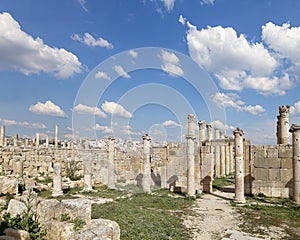 Roman ruins in the Jordanian city of Jerash (Gerasa of Antiquity), Jordan