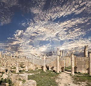 Roman ruins in the Jordanian city of Jerash (Gerasa of Antiquity), Jordan