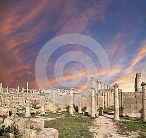 Roman ruins in the Jordanian city of Jerash (Gerasa of Antiquity), Jordan