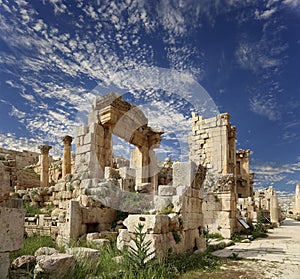 Roman ruins in the Jordanian city of Jerash (Gerasa of Antiquity), Jordan