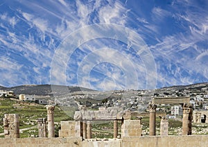 Roman ruins in the Jordanian city of Jerash (Gerasa of Antiquity), Jordan