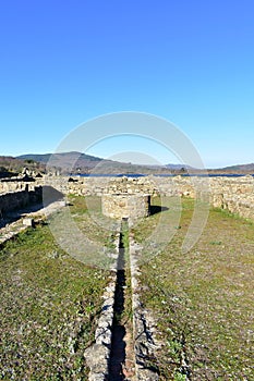 Roman ruins with lake. Aquis Querquennis archaeological site. BaÃÂ±os de Bande, Orense, Spain. photo