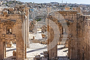 Roman Ruins of the Propylaeum at Jerash. Jordan. Horizontally