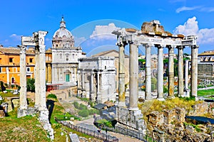 Roman ruins in a sunny day in Rome,