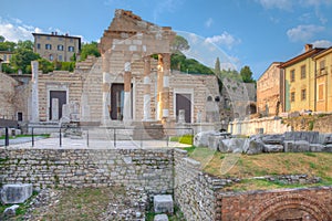 Roman ruins of Tempio Capitolino in Brescia, Italy