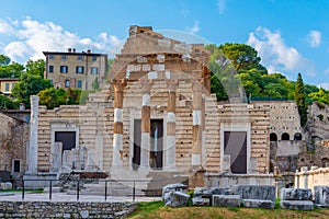 Roman ruins of Tempio Capitolino in Brescia, Italy