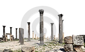 Roman ruins at Umm Qais (Umm Qays), Jordan. On white