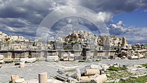 Roman ruins at Umm Qais (Umm Qays)--is a town in northern Jordan near the site of the ancient town of Gadara, Jordan