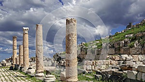 Roman ruins at Umm Qais (Umm Qays)--is a town in northern Jordan near the site of the ancient town of Gadara, Jordan