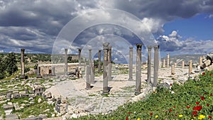 Roman ruins at Umm Qais (Umm Qays)--is a town in northern Jordan near the site of the ancient town of Gadara, Jordan