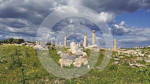 Roman ruins at Umm Qais (Umm Qays)--is a town in northern Jordan near the site of the ancient town of Gadara, Jordan