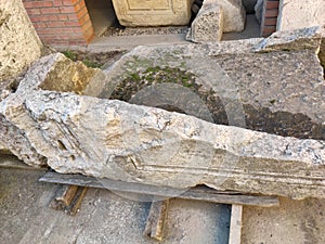 Roman sarcophagus remains limestone Sremska Mitrovica Serbia Sirmium photo