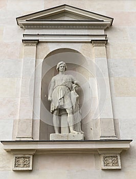 Roman sculpture at the facade