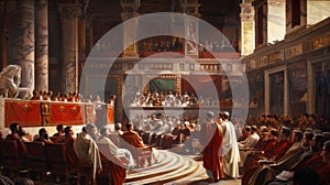 Roman Senate: Majestic Assembly Captured in Authentic Historical Painting