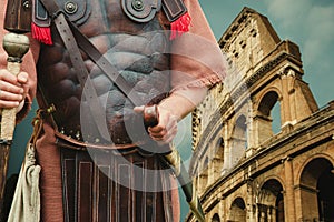 Roman Soldier Centurion and colloseum in background