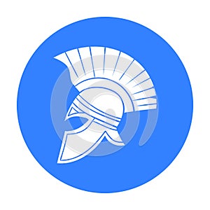 Roman soldier`s helmet icon in black style isolated on white background. Italy country symbol stock vector illustration.