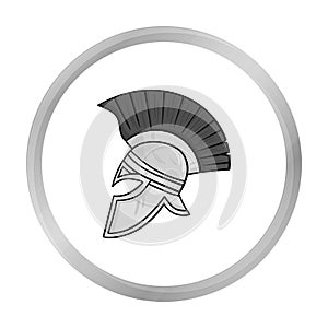 Roman soldier`s helmet icon in monochrome style isolated on white background. Italy country symbol stock vector