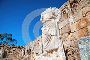 Roman statue at the Ruins of Salamis. Famagusta District, Cyprus