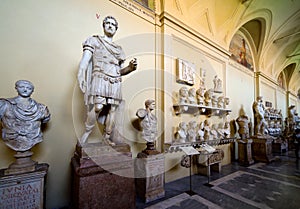 Roman statues in the Vatican Museum in Rome