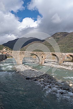 Roman stone bridge, Taggia, Liguria, Italy photo