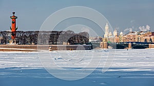 Sights of St. Petersburg. Winter in the city on the Neva in Russia photo
