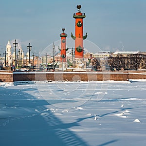 Sights of St. Petersburg. Winter in the city on the Neva in Russia photo