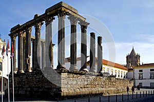 Roman temple in Evora, Portugal.