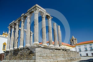 Roman Temple of Evora (Templo de Diana) ancient temple in the Portuguese city of Evora