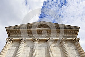 Roman temple facade with columns and fronton