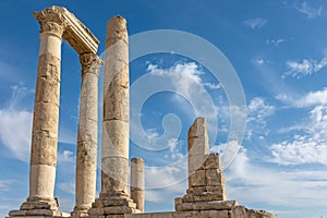 The Roman Temple of Hercules at the Amman Citadel Jordan. Horizontal