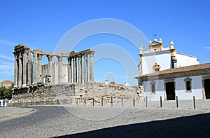 Roman Temple and Igreja dos Loios, Evora, Portugal photo