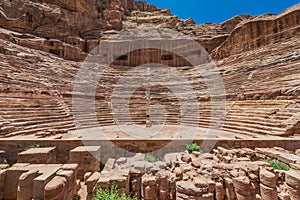 Roman theater arena in nabatean city of petra jordan photo