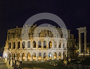 Roman theather marcello imperial ruin rome by night photo