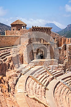 Roman theatre in Cartagena, Spain with people photo