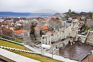 The Roman theatre in the city of Plovdiv, Bulgaria