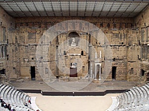 The Roman Theatre in Orange (France); the scene