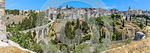 Roman, two tier bridge in Gravina in Puglia, Italy in summer