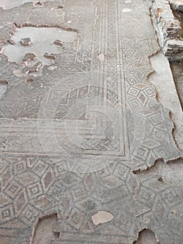 Roman villa floor mosaic remains Sremska Mitrovica Serbia photo