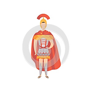 Roman warrior, soldier in traditional clothes of Ancient Rome vector Illustration on a white background