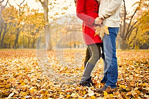 Romance in autumn in park
