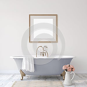 Romance bathroom. Interior mockup. 3d render