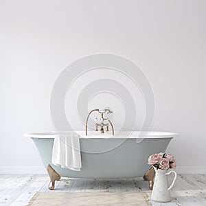 Romance bathroom. Interior mockup. 3d render