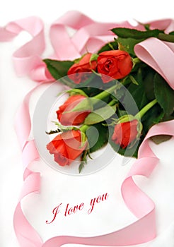 Romance with roses and love message