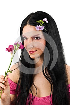 Romance spring woman and flower