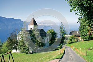Romandie/Switzerland: The chapel next to the luxury hotel Le Mir