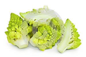 Romanesco broccoli cabbage or Roman Cauliflower isolated on white background with clipping path and full depth of field