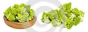 Romanesco broccoli cabbage or Roman Cauliflower isolated on white background with full depth of field