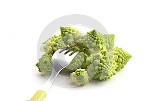 Romanesco broccoli with fork