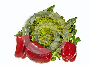 Romanesco broccoli with red peppers