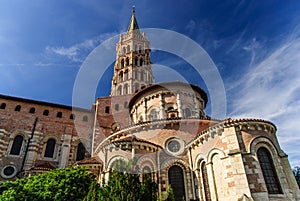 Romanesque Basilica of Saint Sernin with bell tower, Toulouse, France